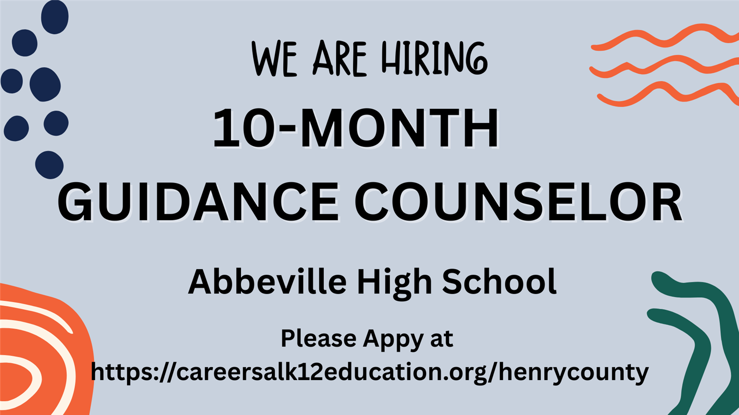 We are hiring Guidance Counselor at Abbeville High School